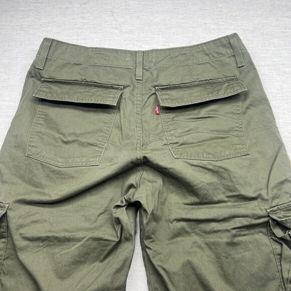 Levi's 94 baggy pants cargo green womens 30x(30 actual 29"" Drawstring - Picture 8 of 9
